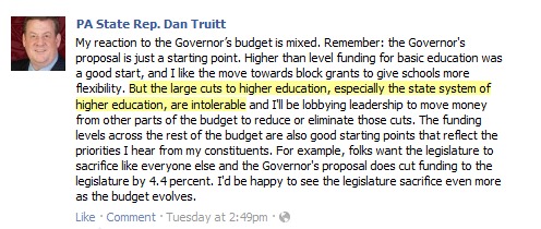 Rep. Dan Truitt Reacts to Corbett Budget Proposal